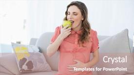  Presentation with pregnant woman - Slide set consisting of free pregnancy - lovely pregnant woman eating green background and a coral colored foreground