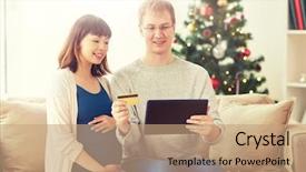  Presentation with online shopping - Presentation theme enhanced with free pregnancy - online shopping winter holidays background and a coral colored foreground