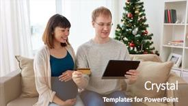  Presentation with online shopping - Slide deck with free pregnancy - online shopping winter holidays background and a coral colored foreground