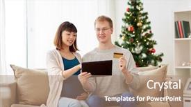  Presentation with online shopping - Colorful PPT layouts enhanced with free pregnancy - online shopping winter holidays backdrop and a coral colored foreground