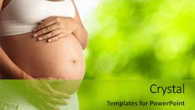  Presentation with pregnant woman - Beautiful presentation theme featuring free pregnancy - pregnant woman against plants background backdrop and a shamrock green colored foreground
