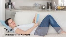  Presentation with pregnant woman - Cool new slide deck with free pregnancy - pregnant woman reading on couch backdrop and a soft green colored foreground
