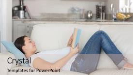  Presentation with pregnant woman - PPT layouts having free pregnancy - pregnant woman relaxing and reading background and a soft green colored foreground