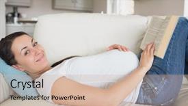  Presentation with pregnant woman in hospital - Audience pleasing presentation theme consisting of free pregnancy - pregnant woman with a hand backdrop and a soft green colored foreground