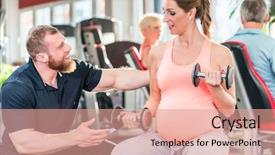  Presentation with pregnant - Slide set enhanced with free pregnancy - pregnant woman working background and a coral colored foreground