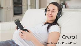  Presentation with assistive listening device - Colorful PPT theme enhanced with free pregnancy - prospective mother lying backdrop and a  colored foreground