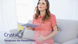  Presentation with pregnant woman - Presentation theme featuring free pregnancy - thinking pregnant woman holding her background and a lemonade colored foreground