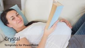  Presentation with pregnant woman - PPT layouts enhanced with free pregnancy - young pregnant woman lying background and a coral colored foreground