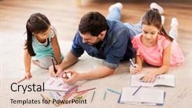  Presentation with preschool family - Beautiful PPT layouts featuring free preschool - family fatherhood and leisure concept backdrop and a lemonade colored foreground