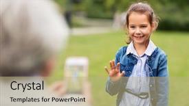  Presentation with preschool family - Colorful slides enhanced with free preschool - family leisure and technology concept backdrop and a mint green colored foreground