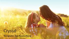  Presentation with mom - PPT theme with free preschool - mom and her 6 years background and a gold colored foreground