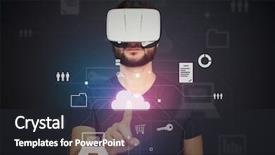  Presentation with cloud - Theme consisting of free press - man in vr-headset is pressing background and a dark gray colored foreground