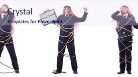  Presentation with prison - Audience pleasing PPT theme consisting of free prison - arab man tied up backdrop and a sky blue colored foreground