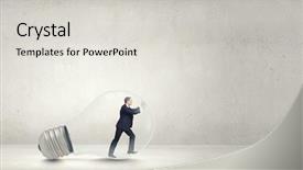  Presentation with prison - Slides consisting of free prison - businessman inside light bulb trying background and a  colored foreground