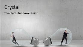  Presentation with light bulb or lightbulb - Amazing slide set having free prison - businesswoman and businessman inside light backdrop and a light gray colored foreground