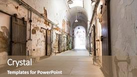  Presentation with jail - Cool new PPT theme with free prison - jail hallway with locked doors backdrop and a coral colored foreground