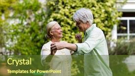  Presentation with senior couple - Beautiful PPT theme featuring free process - happy senior couple dancing backdrop and a tawny brown colored foreground