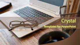  Presentation with nobody - Audience pleasing PPT theme consisting of free process - pencils and laptop backdrop and a tawny brown colored foreground