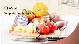  Presentation with free cooking - Amazing slides having pumpkin free - kitchen cooking potato knife cutting backdrop and a  colored foreground