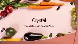  Presentation with fresh fruits and vegetables - PPT theme featuring free purple - fruits and vegetables on pink background and a lemonade colored foreground