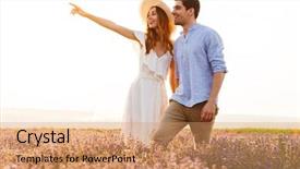  Presentation with young happy couple - Audience pleasing theme consisting of free purple - happy young couple embracing backdrop and a  colored foreground