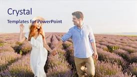  Presentation with holding hands - Colorful PPT theme enhanced with free purple - smiling young couple embracing backdrop and a  colored foreground