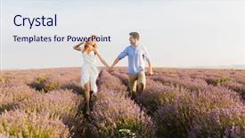  Presentation with hands holding - Audience pleasing slides consisting of free purple - smiling young couple embracing backdrop and a sky blue colored foreground