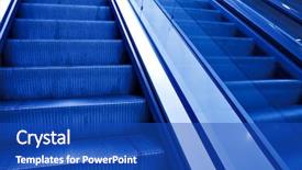  Presentation with rail transportation - Cool new presentation theme with free rail transportation - moving escalator with stairs backdrop and a cobalt blue colored foreground