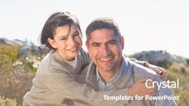  Presentation with free family - PPT layouts featuring free recreation family - father and son background and a coral colored foreground