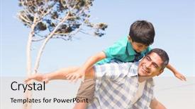  Presentation with family day - PPT layouts having free recreation family - father and son background and a  colored foreground