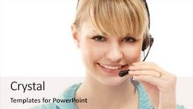  Presentation with customer service - Theme having free red lipstick - young customer service girl background and a lemonade colored foreground