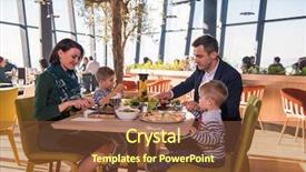  Presentation with restaurant family - Audience pleasing PPT theme consisting of free restaurants - happy family enjoying lunch time backdrop and a tawny brown colored foreground