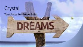 Presentation with teal beach wood - Cool new PPT theme with free rewards - dreams wooden sign backdrop and a light blue colored foreground