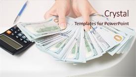  Presentation with money - Slides having free rewards - hands with money background and a lemonade colored foreground