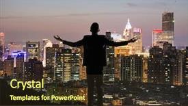  Presentation with city silhouette - PPT layouts consisting of free rewards - silhouette of businessman open arms background and a  colored foreground