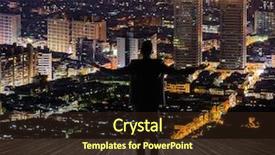  Presentation with city silhouette - Presentation with free rewards - silhouette of businessman open arms background and a  colored foreground