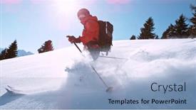  Presentation with free - Presentation theme with free-ride-skier-running-down background and a light blue colored foreground