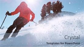  Presentation with hill - Presentation theme consisting of free-ride-skier-running-down background and a light blue colored foreground