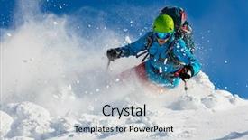  Presentation with free - Cool new presentation with free-ride skier running downhill backdrop and a light gray colored foreground