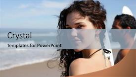  Presentation with ripple - Audience pleasing slide set consisting of free ripple - male and female surfers backdrop and a light blue colored foreground