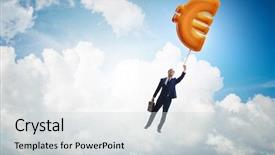  Presentation with euro - Presentation consisting of financial management free - businessman flying on euro sign background and a light gray colored foreground