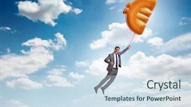  Presentation with transportation air balloon flying - Beautiful slide deck featuring financial management free - businessman flying on euro sign backdrop and a sky blue colored foreground