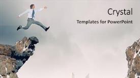  Presentation with gap - Cool new presentation design with risk management free - young businessman in suit jumping backdrop and a light gray colored foreground