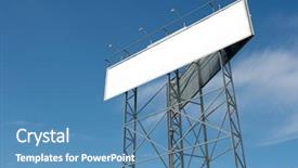  Presentation with empty stage blue curtain - Beautiful PPT theme featuring free road sign - empty billboard against blue sky backdrop and a teal colored foreground