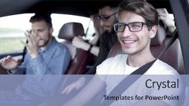  Presentation with sleepy yawning man driving car - Audience pleasing PPT layouts consisting of free automobile - close up side portrait backdrop and a teal colored foreground