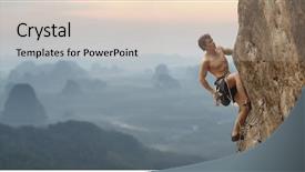  Presentation with vertical - Slide set featuring free rock - young man climbing vertical wall background and a lemonade colored foreground