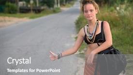  Presentation with road safety young drivers - Cool new theme with free rock n roll - young lovely girl stops backdrop and a gray colored foreground