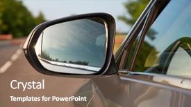  Presentation with road safety - Colorful presentation design enhanced with free safety - car on the road side backdrop and a violet colored foreground