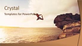  Presentation with cliff - Colorful presentation theme enhanced with free safety - cliff jumping into the ocean backdrop and a cream colored foreground
