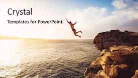  Presentation with cliff - Cool new slide set with free safety - cliff jumping into the ocean backdrop and a cream colored foreground